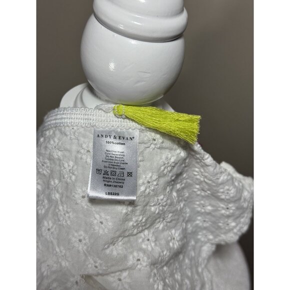Andy & Evan Size 12 Y White Embroidered Tunic Top With Multicolor Tassels - Picture 6 of 7
